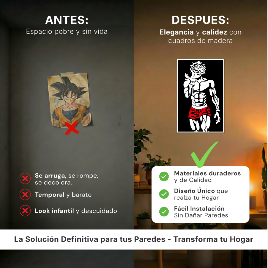 Baki Hanma Edición Limitada: Cuadro de Madera MDF Negra