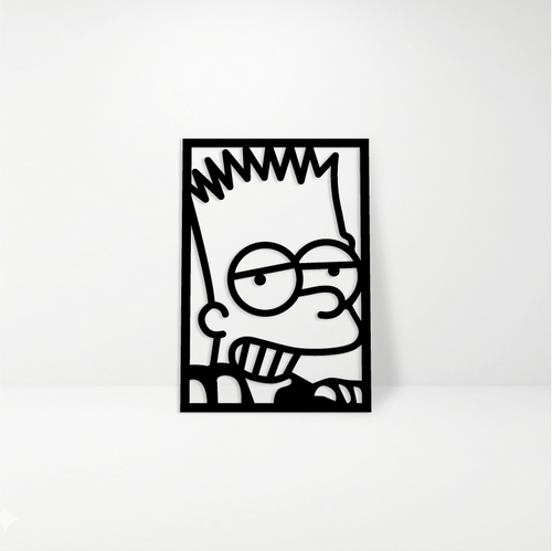 Bart Simpson: Cuadro Decorativo en Madera MDF Negra