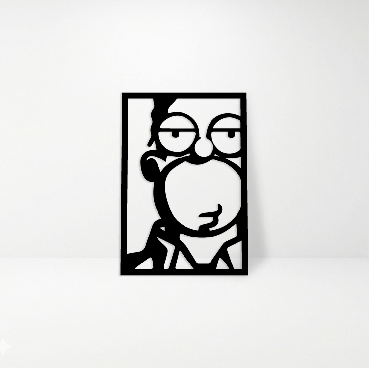 Homero Simpson: Cuadro Decorativo en Madera MDF Negra