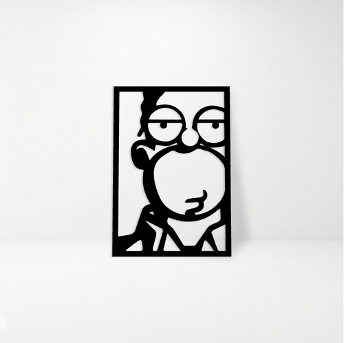 Homero Simpson: Cuadro Decorativo en Madera MDF Negra