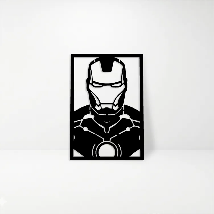 Iron Man Marvel: Cuadro Decorativo en Madera MDF Negra