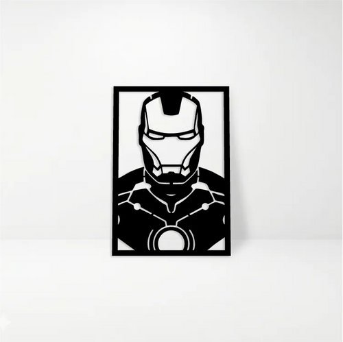 Iron Man Marvel: Cuadro Decorativo en Madera MDF Negra