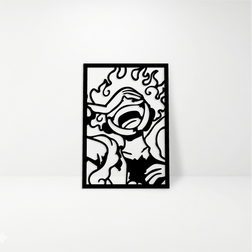 Luffy Gear 5 One Piece: Cuadro de Madera MDF Negra Joy Boy