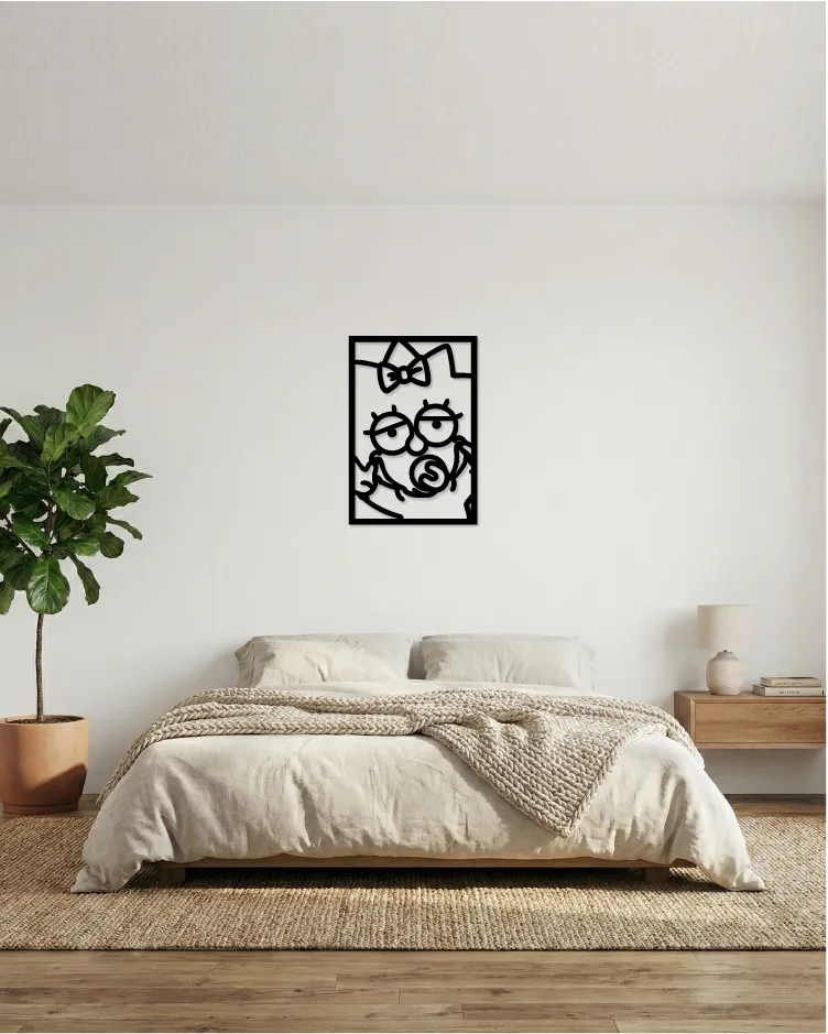 Maggie Simpson: Cuadro Decorativo en Madera MDF Negra