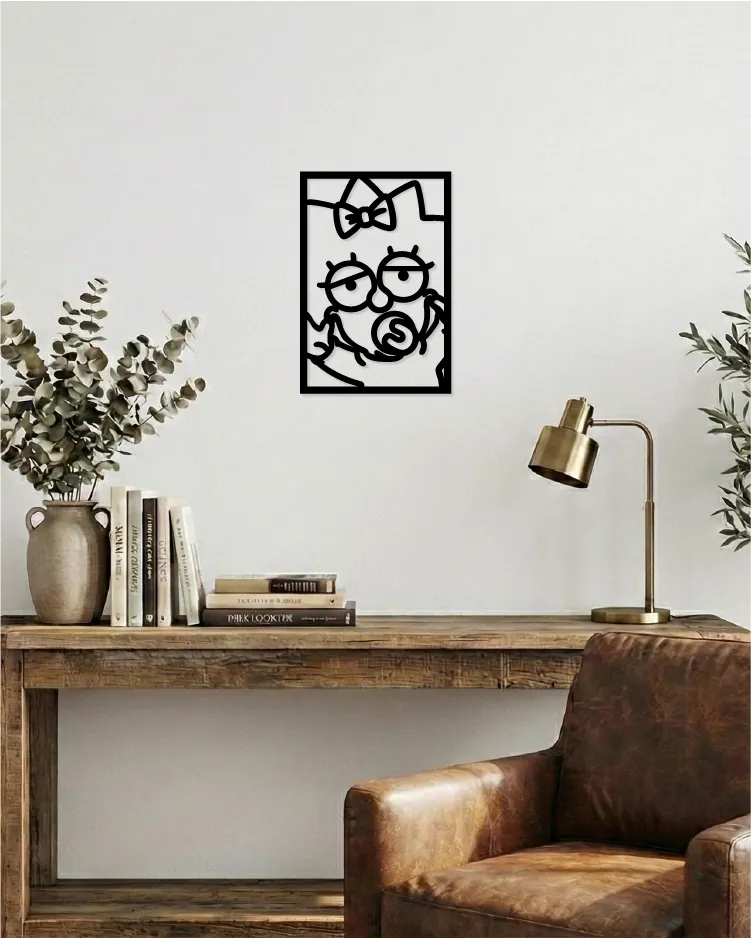 Maggie Simpson: Cuadro Decorativo en Madera MDF Negra