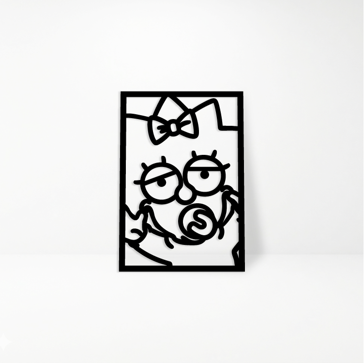 Maggie Simpson: Cuadro Decorativo en Madera MDF Negra