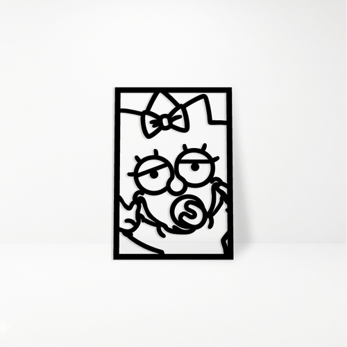 Maggie Simpson: Cuadro Decorativo en Madera MDF Negra