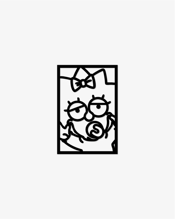 Maggie Simpson: Cuadro Decorativo en Madera MDF Negra