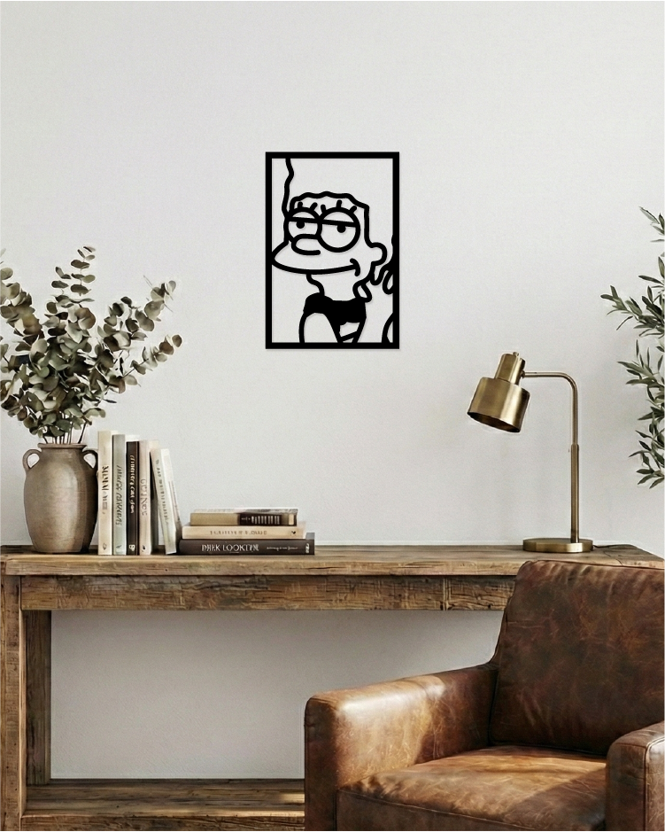 Marge Simpson: Cuadro Decorativo en Madera MDF Negra