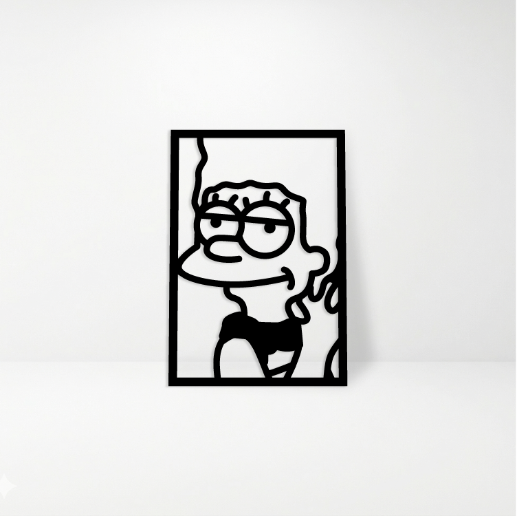 Marge Simpson: Cuadro Decorativo en Madera MDF Negra