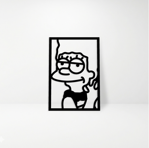 Marge Simpson: Cuadro Decorativo en Madera MDF Negra