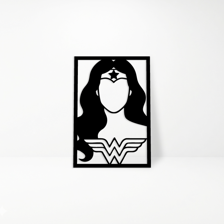 Mujer Maravilla Wonder Woman: Cuadro de Madera MDF Negra