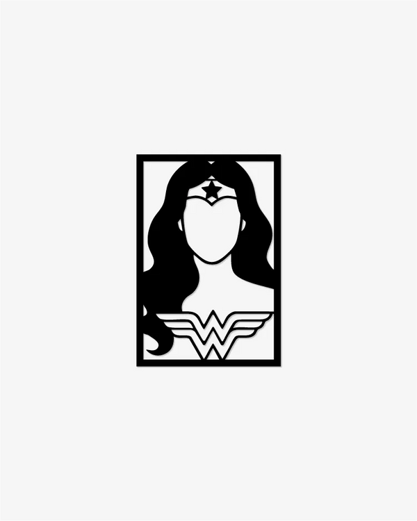 Mujer Maravilla Wonder Woman: Cuadro de Madera MDF Negra