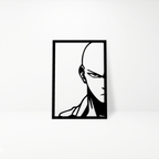 Saitama One Punch Man: Cuadro Decorativo en Madera MDF Negra