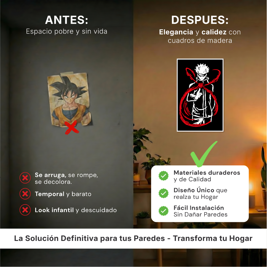 Satoru Gojo Edición Limitada: Cuadro de Madera MDF Negra