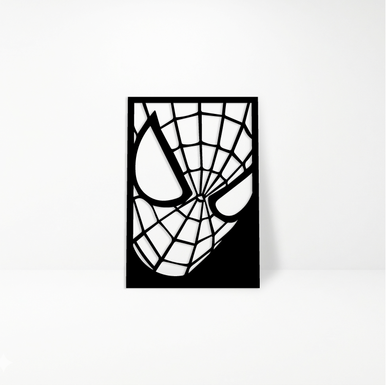 Spiderman: Cuadro Decorativo en Madera MDF Negra Minimalista