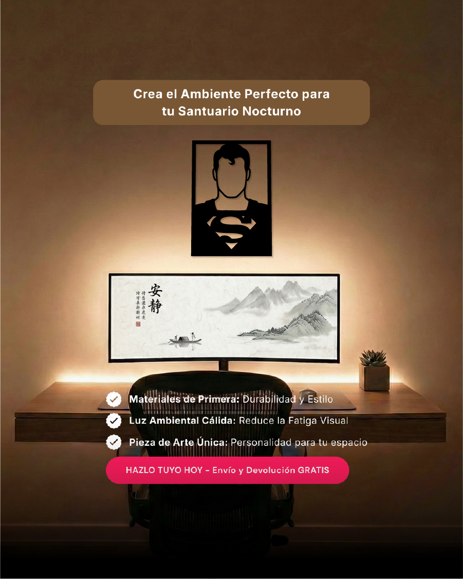 Superman DC Comics: Cuadro Decorativo en Madera MDF Negra