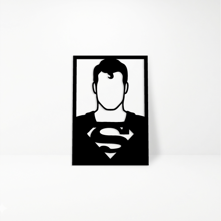 Superman DC Comics: Cuadro Decorativo en Madera MDF Negra