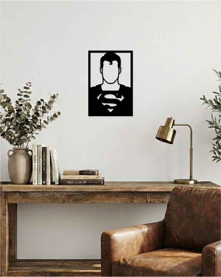 Superman DC Comics: Cuadro Decorativo en Madera MDF Negra