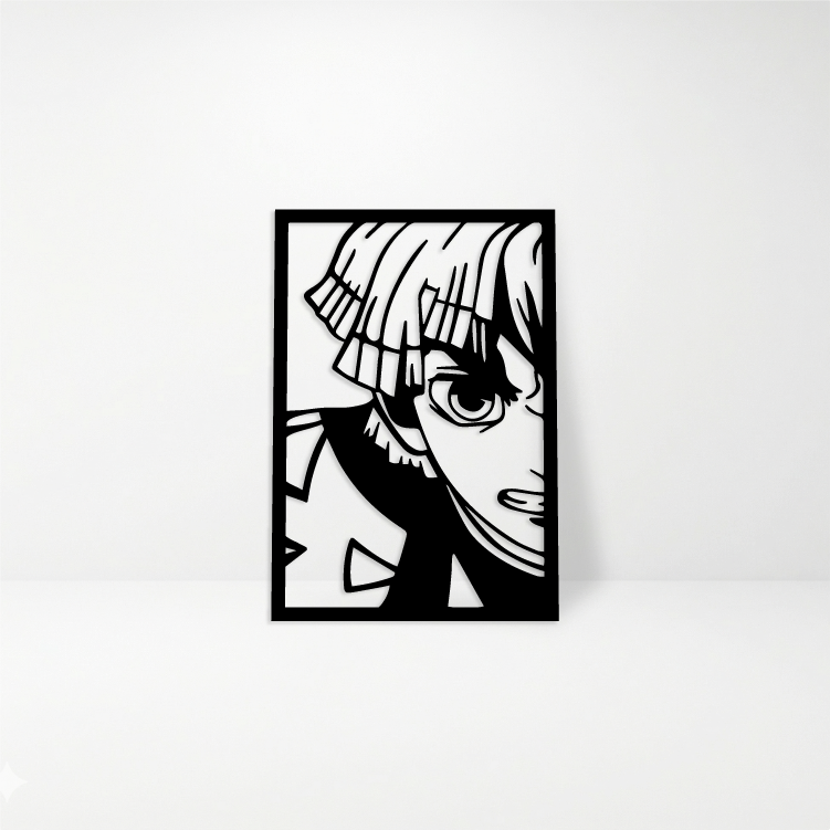 Zenitsu Agatsuma Demon Slayer: Cuadro de Madera MDF Negra