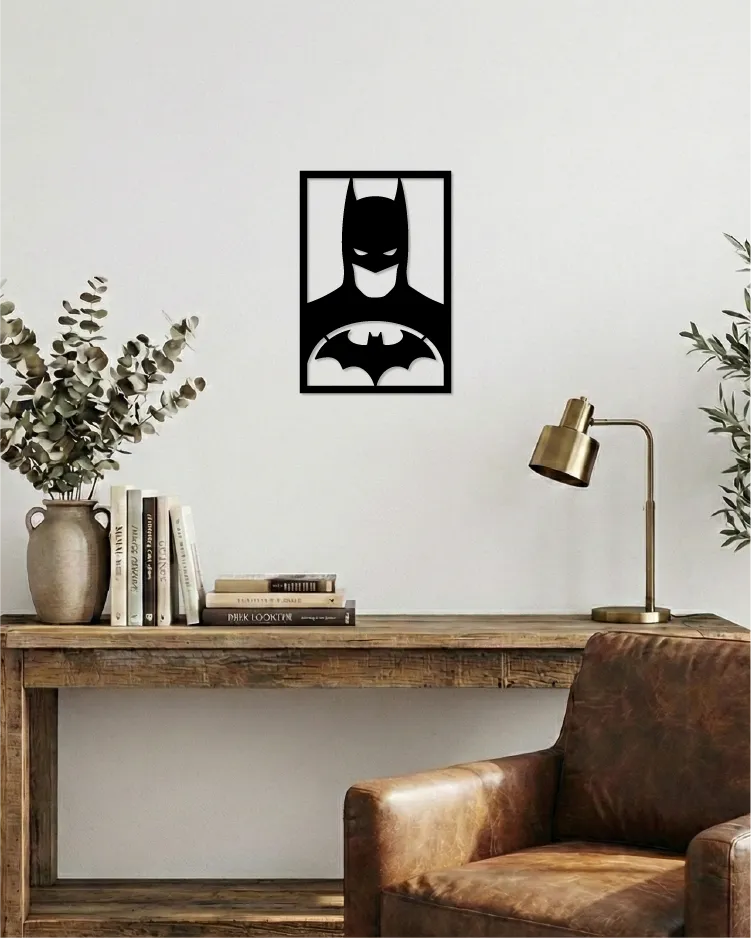 Cuadro de pared minimalista calado en MDF negro para oficina moderna de estilo industrial o nórdico.