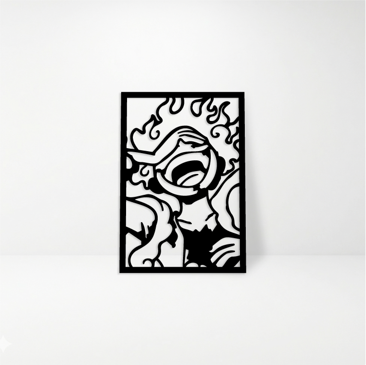 Vista lateral de arte de pared del capitán del amanecer en madera MDF, resaltando el relieve y el acabado mate.