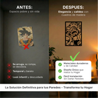 Comparativa de tamaño del cuadro del elegido del mar sobre un mueble, referencia de escala para decoración moderna.