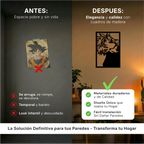 Comparativa de tamaño del cuadro hechicero sobre un mueble, referencia de escala para decoración.