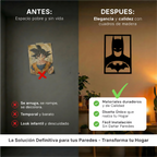 Comparación de escala de un cuadro decorativo de vigilante de la noche sobre un sofá en una habitación moderna.