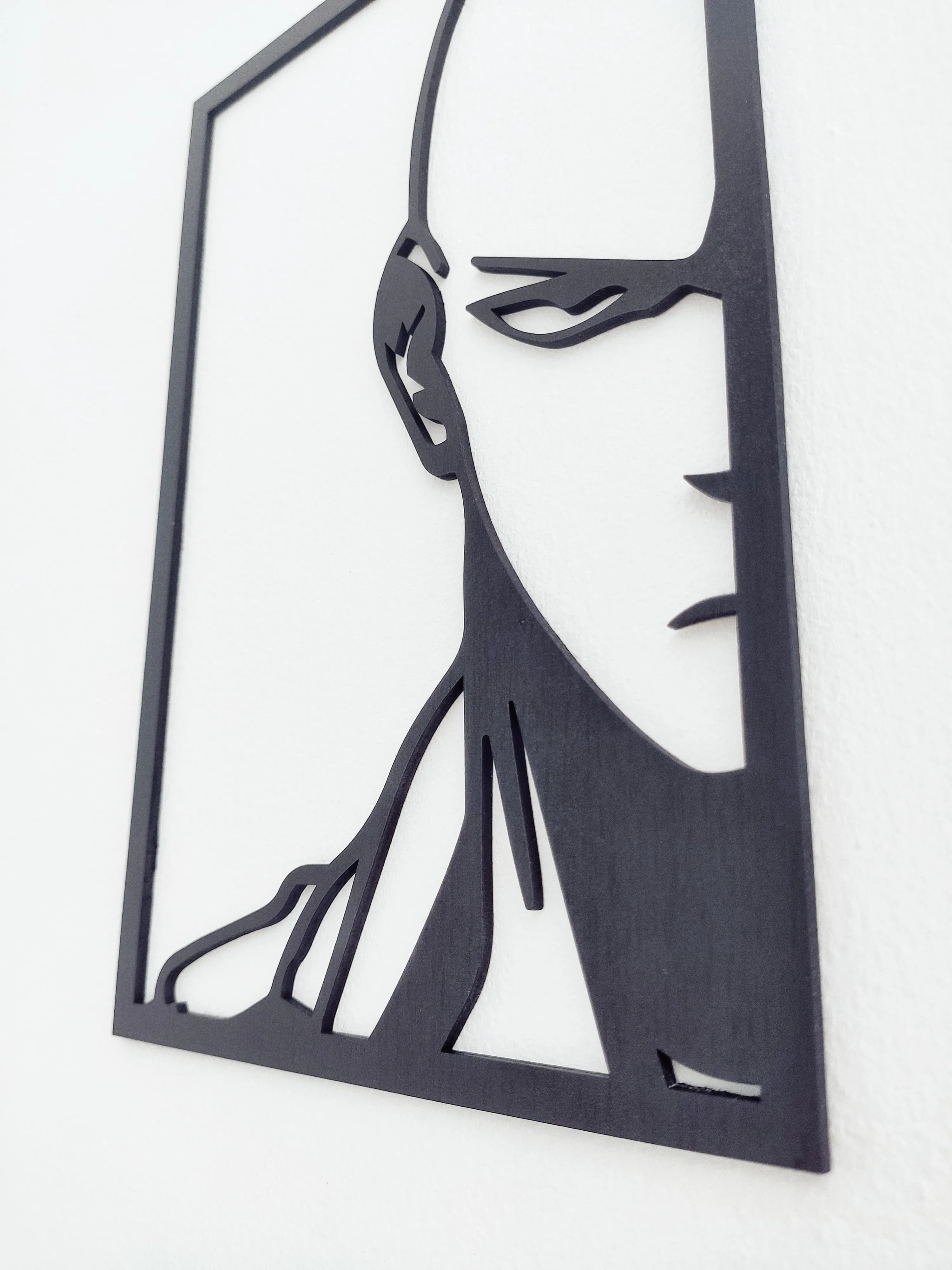 Saitama One Punch Man: Cuadro Decorativo en Madera MDF Negra