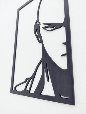 Saitama One Punch Man: Cuadro Decorativo en Madera MDF Negra