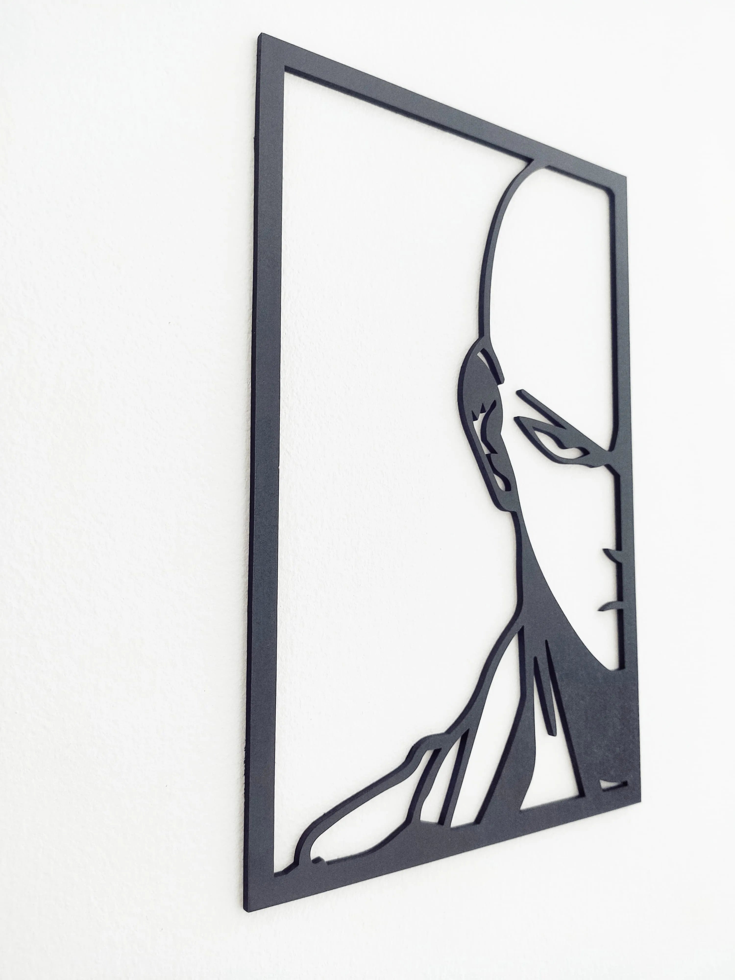 Saitama One Punch Man: Cuadro Decorativo en Madera MDF Negra