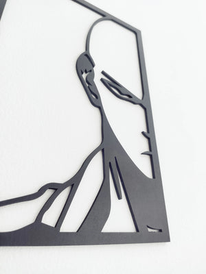 Saitama One Punch Man: Cuadro Decorativo en Madera MDF Negra